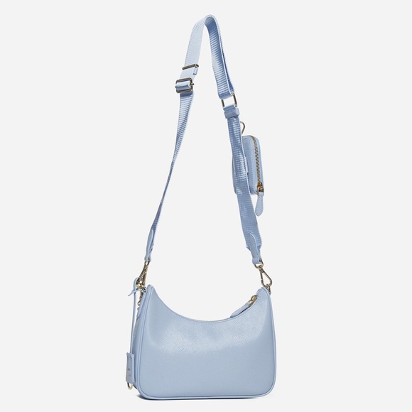 MSRP $2,600 New!! Authentic Prada Re-Edition 2005 Saffiano Leather Bag Baby Blue - Picture 4 of 16
